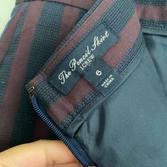 J. Crew Maroon Navy Stripe The Pencil Wrap Skirt - Picture 5 of 8